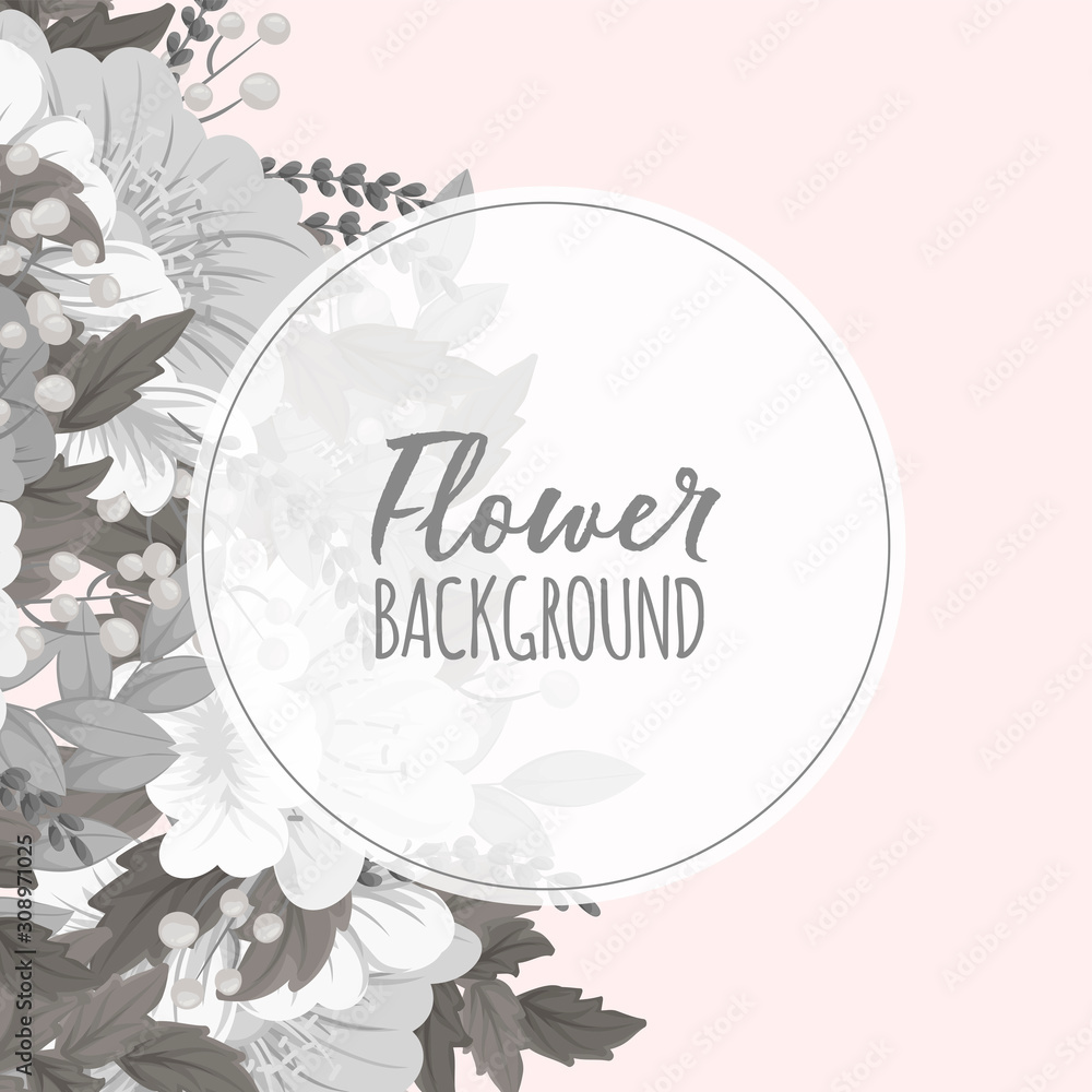 Pink floral background - flower circle border Pink floral background - flower circle border