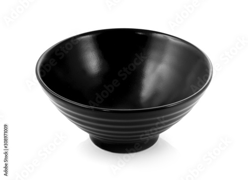 empty black bowl on white background