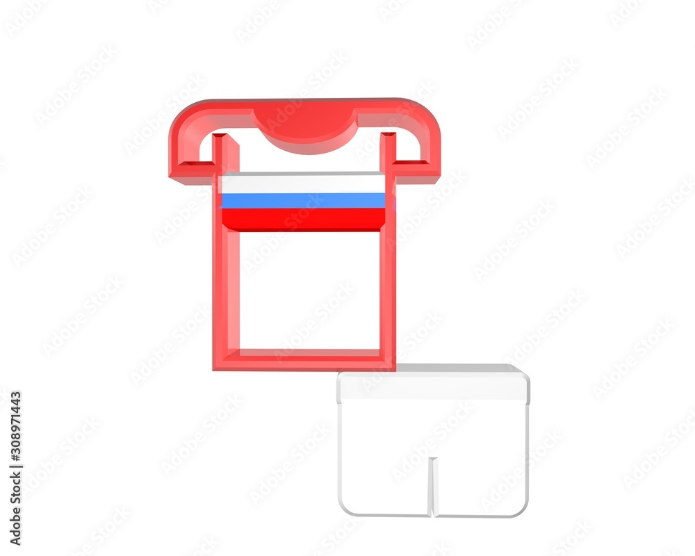 3d illustration of soccer shirt icon, russia 3d illustration of soccer shirt icon, russia
