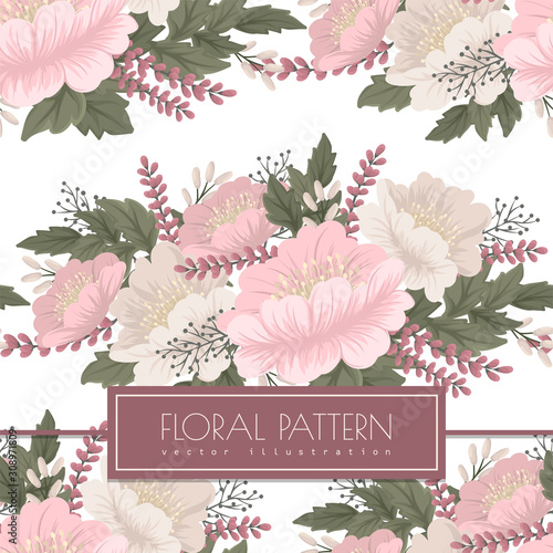 Pink floral background seamless pattern