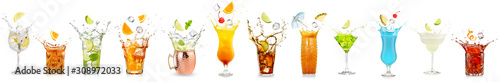 Fotografie, Obraz splashing cocktails collection isolated on white background