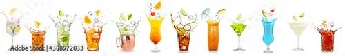 Panel kuchenny z motywem splashing cocktails collection isolated on white background