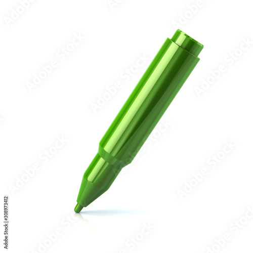 Green pen writing on a white paper