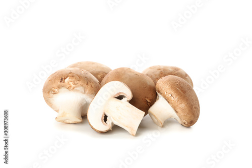 Champignon mushrooms isolated on white background, close up