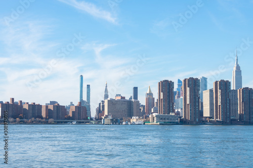 Manhattan Skylines of the Murray Hill and Kips Bay Neighborhoods along the East River in New York City