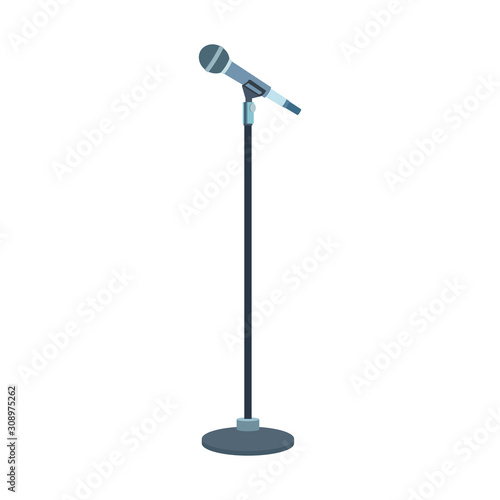 microphone stand icon, flat design