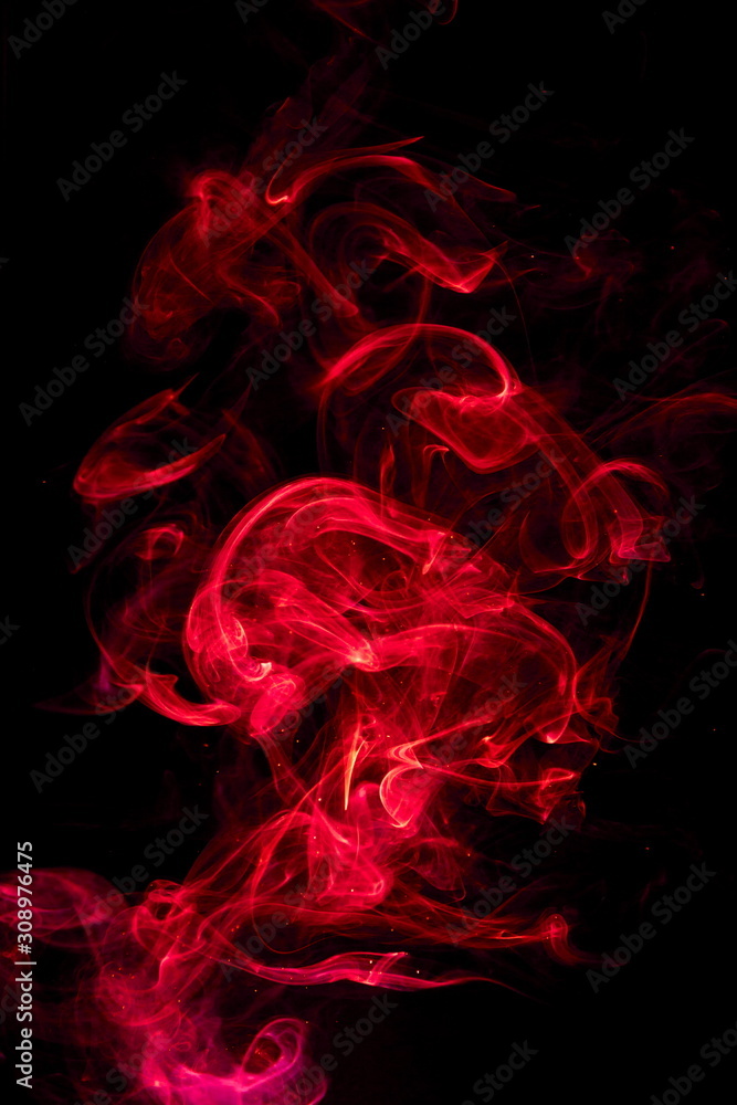 Red smoke on black background Red smoke on black background