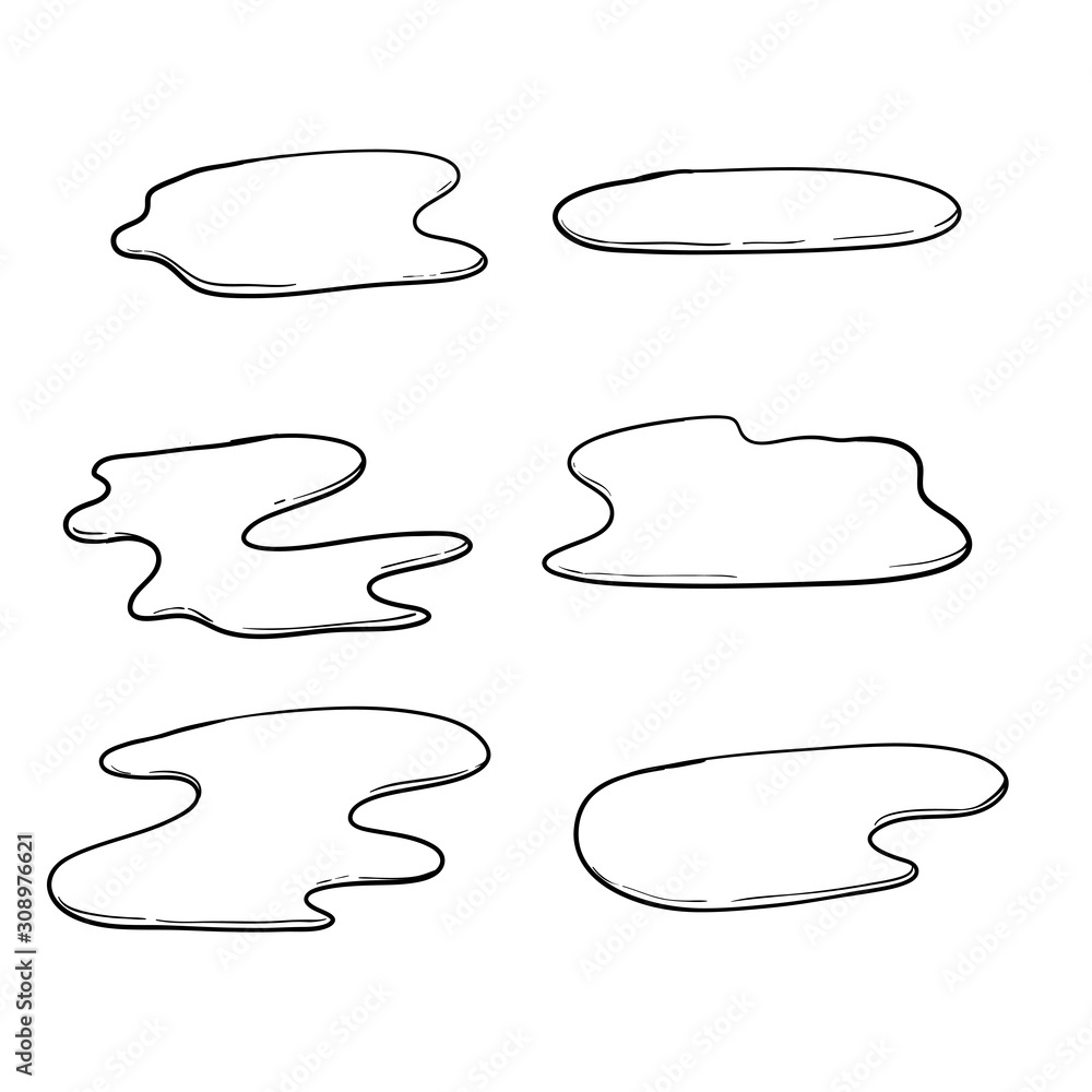 Water puddle vector design illustration with hand drawn doodle cartoon  style isolated on white background Stock Vector | Adobe Stock