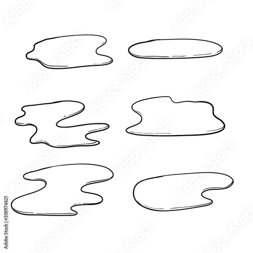 Water puddle vector design illustration with hand drawn doodle cartoon style isolated on white background