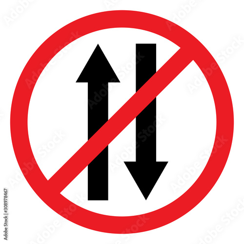 Vehicle prohibited for both direction traffic sign vector. It indicates that traffic flow is not allowed in this area. No entry traffic symbol.