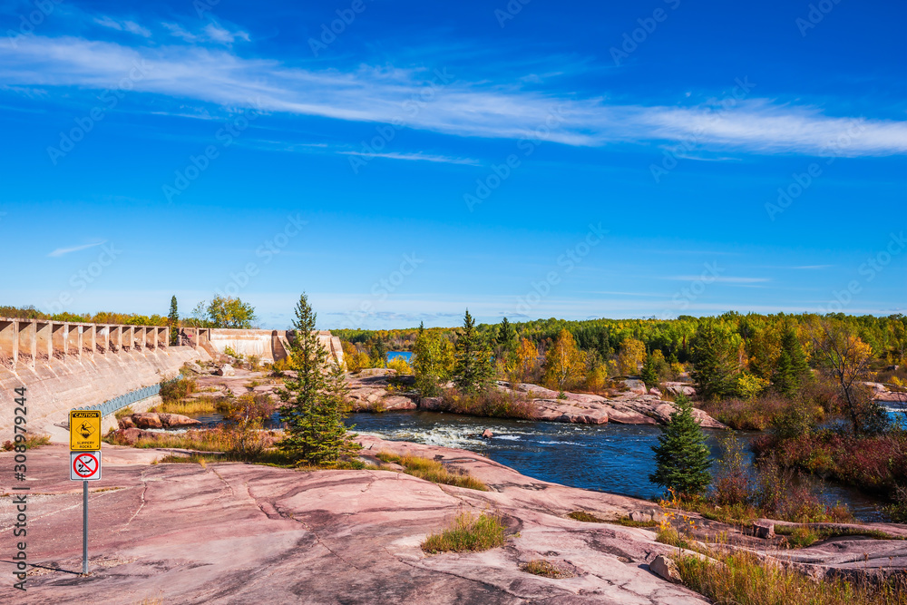 The ruins of the old dam on Winnipeg River