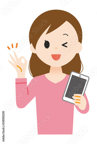 女性　スマートフォン　操作　完璧