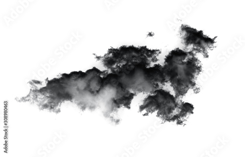 black smoke clouds isolated on white