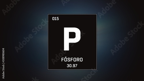 Fotografie 3D illustration of Phosphorus as Element 15 of the Periodic Table