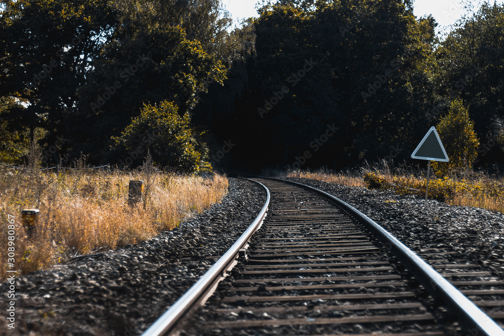 Railway tracks in landscape Railway tracks in landscape