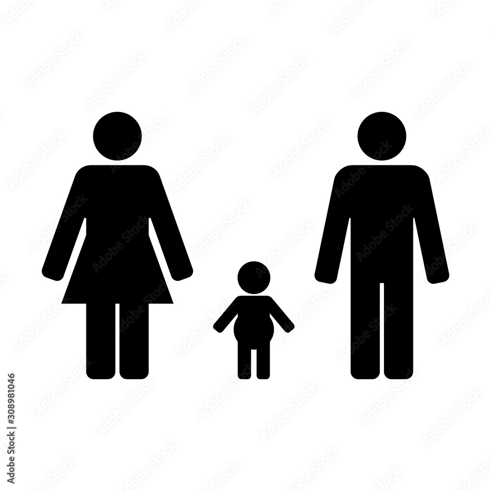 Symbols of man, woman and child. Abstract concept, icon set. Vector illustration. Symbols of man, woman and child. Abstract concept, icon set. Vector illustration.