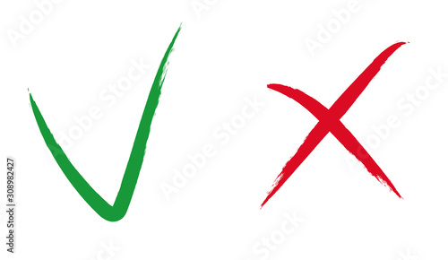 Tick and cross vector icons. Symbols YES and NO