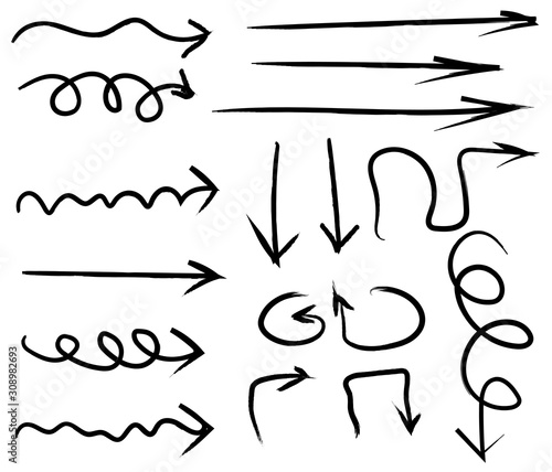 A set of arrows indicating the direction drawn by hand