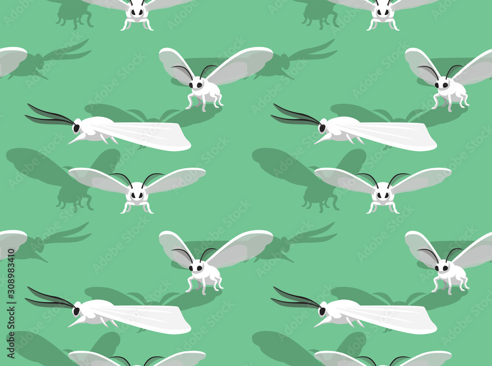 Poodle Moth Cute Cartoon Seamless Background Wallpaper-01 Stock Vector