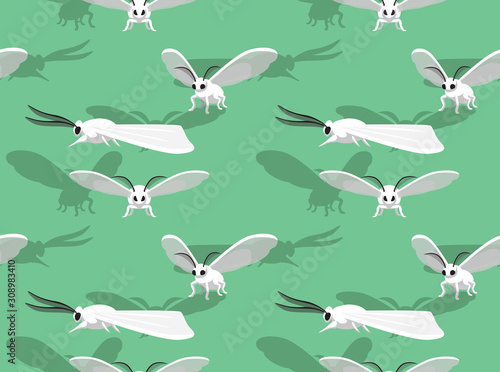 Poodle Moth Cute Cartoon Seamless Background Wallpaper-01