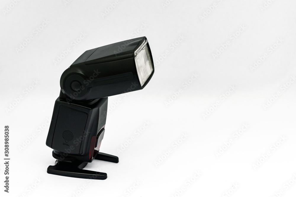 Black plastic flash on a white background. Black plastic flash on a white background.