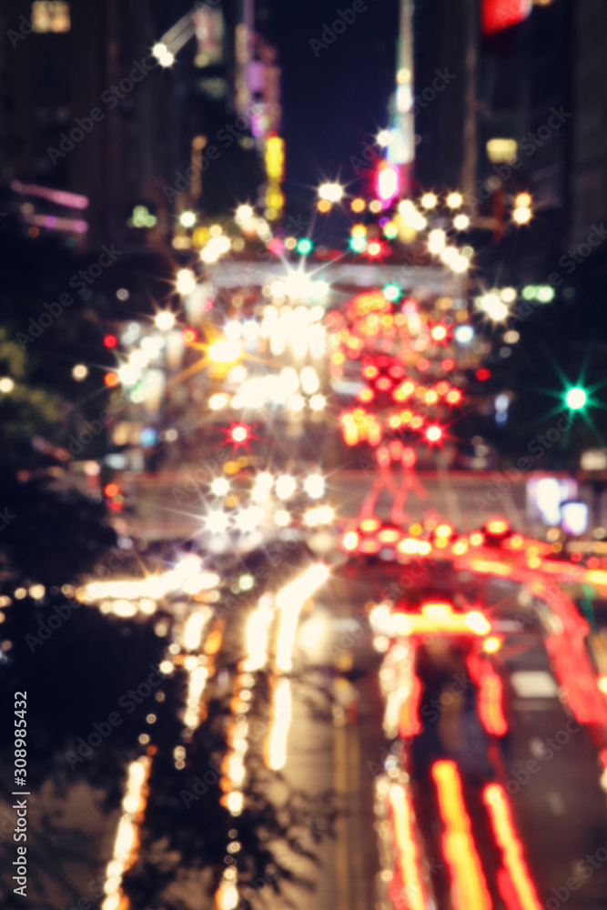 Abstract defocused image of Big city night traffic