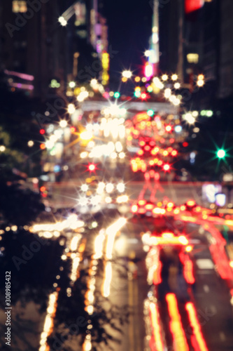 Abstract defocused image of Big city night traffic