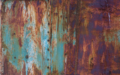 texture of painted metal, a piece of iron with rivets