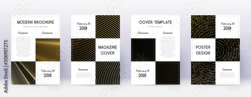 Business brochure design template set. Gold abstra