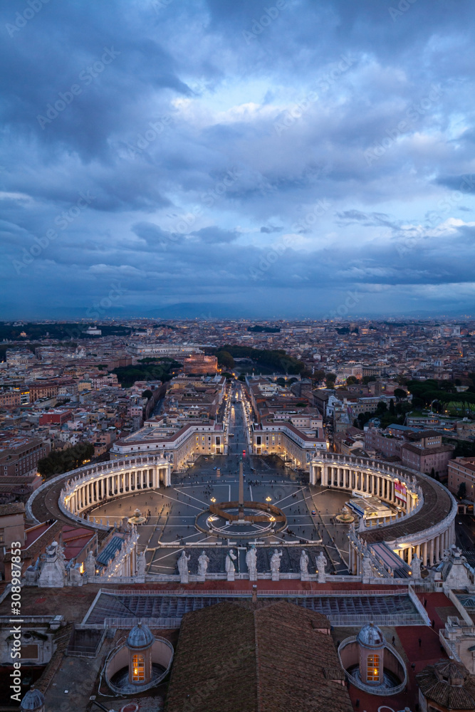 High angle view of Saint Peter's Square in Vatican City, Rome, Italy