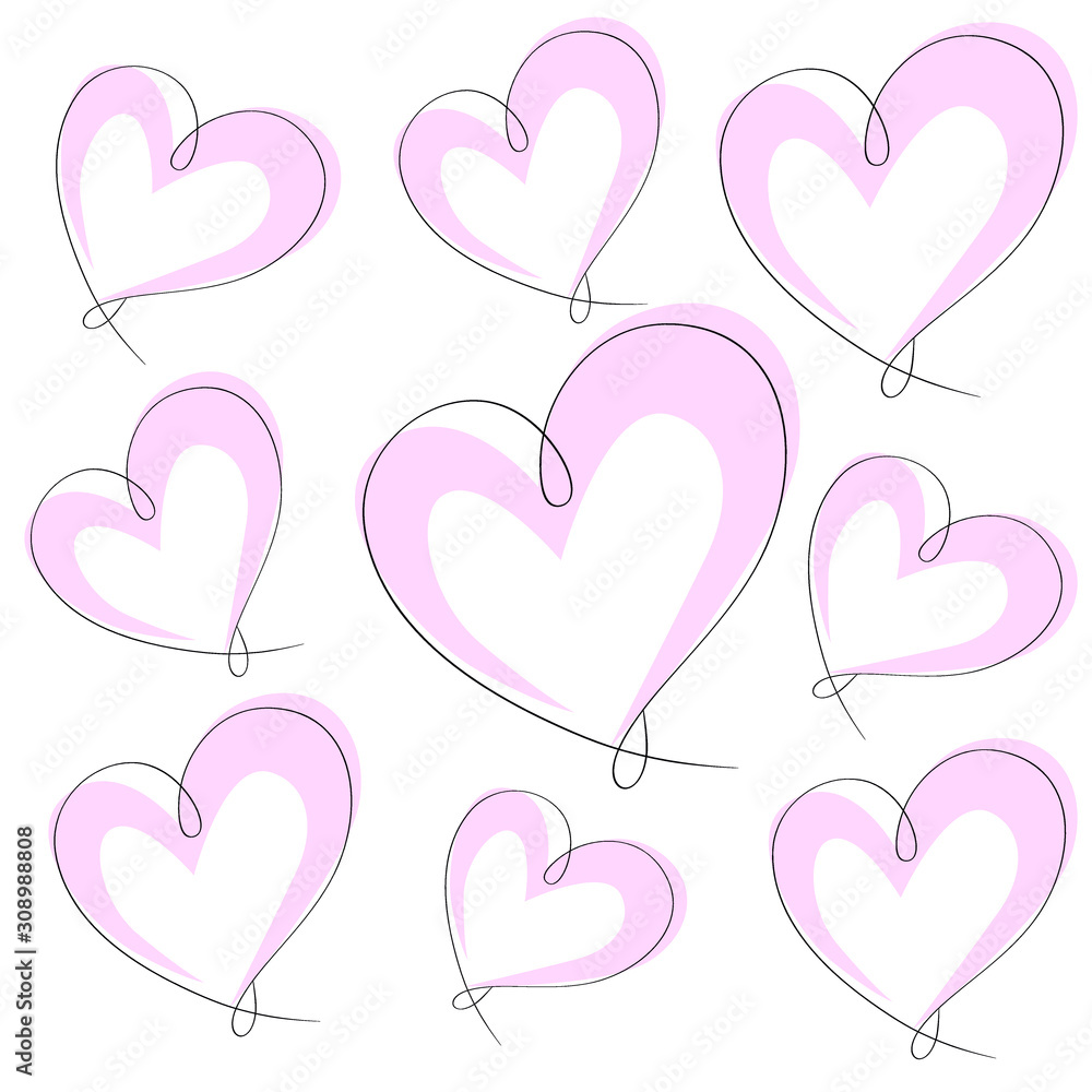 Beautiful Heart Line Art Vector Illustration
