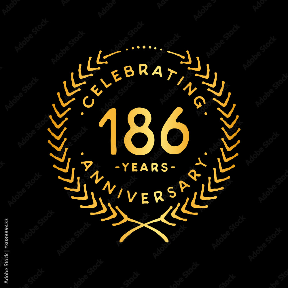 Naklejka premium 186 years design template. 186th vector and illustration.
