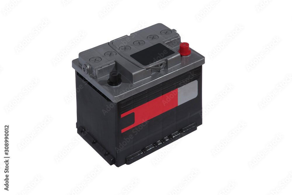 Lead-acid battery on a white background for a car Lead-acid battery on a white background for a car
