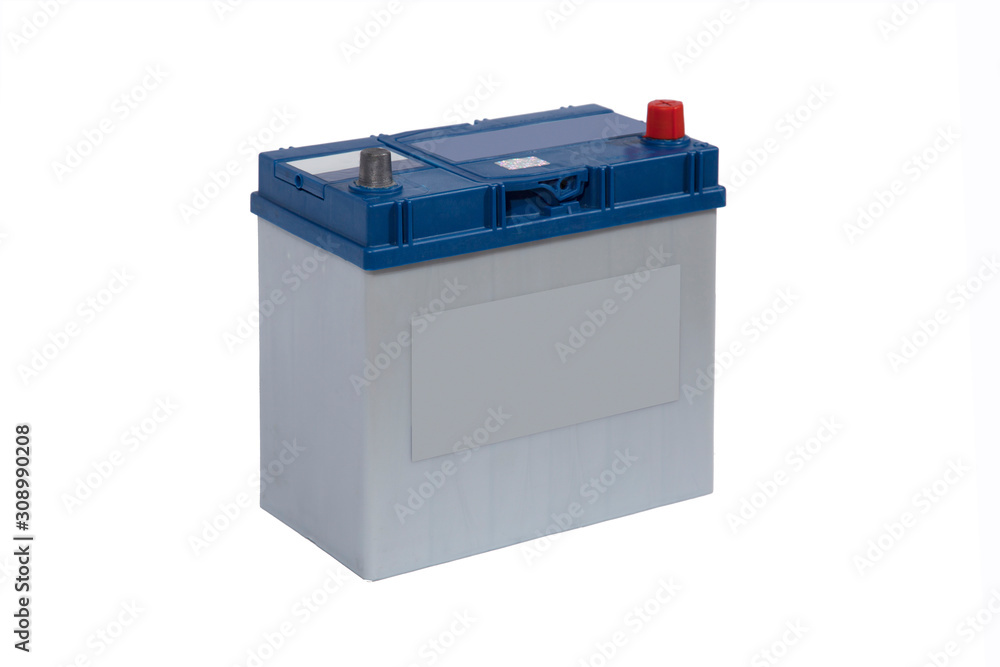 Lead-acid battery on a white background for a car Lead-acid battery on a white background for a car