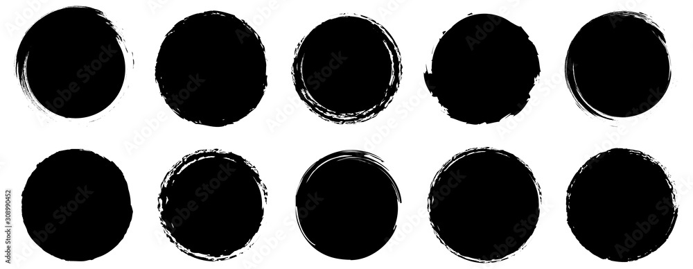 Grunge banner collection. Grounge round shapes big set. Vector - obrazy, fototapety, plakaty 