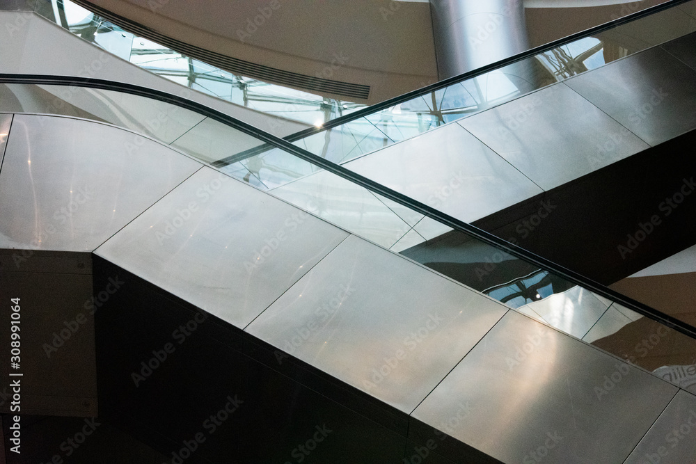 Fototapeta premium Escalators in a modern building