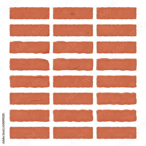 Bricks set. Set of 24 unique bricks illustration set. Vector.