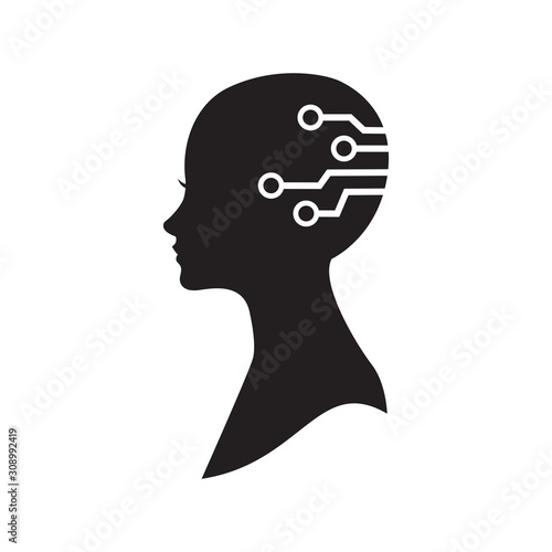 Digital Head of female icon. Vector Illustration