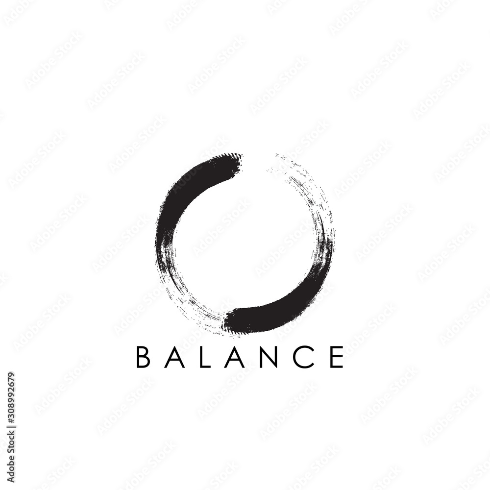 simple abstract logo design of zen with circular brush stroke. - obrazy, fototapety, plakaty 