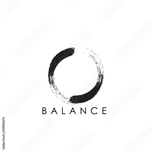 Fotografia simple abstract logo design of zen with circular brush stroke.