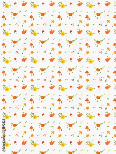 seamless floral pattern with colourful flowers on white background