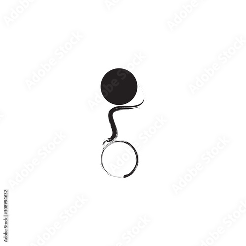 Simple modern abstract design of yin and yang symbol with brush stroke.