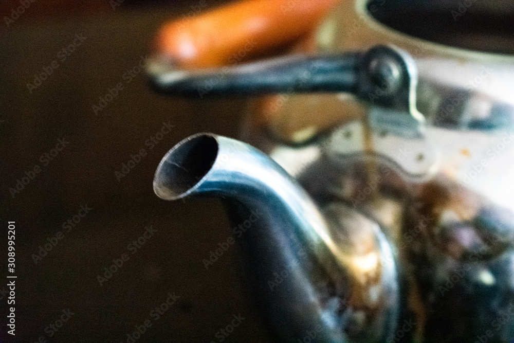 Metal tea kettle isolated