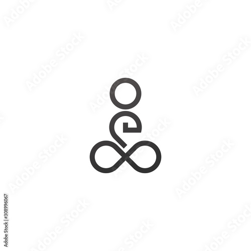 abstract meditation outline Logo. Vector Illustration