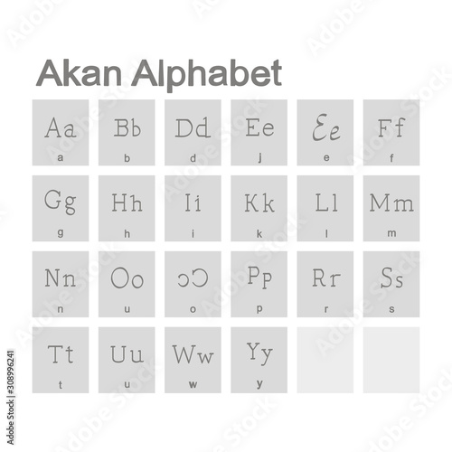 Set of monochrome icons with Akan Alphabet