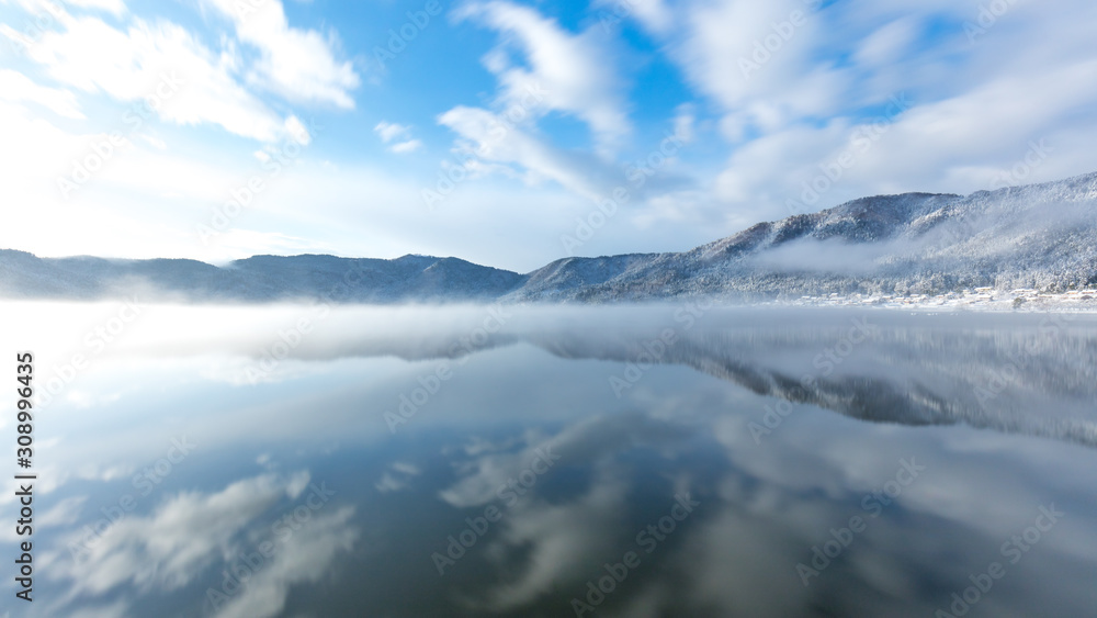 滋賀県 余呉湖 雪 滋賀県 余呉湖 雪