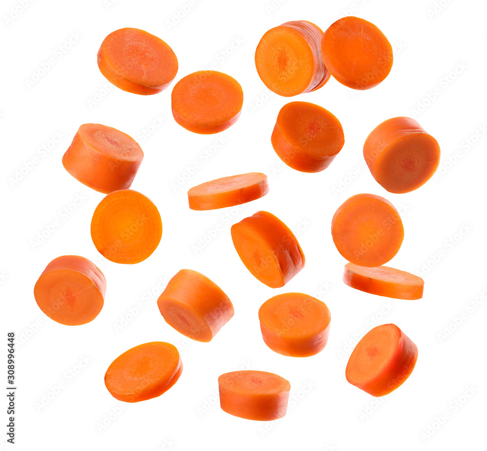 Cut fresh ripe carrot on white background Cut fresh ripe carrot on white background