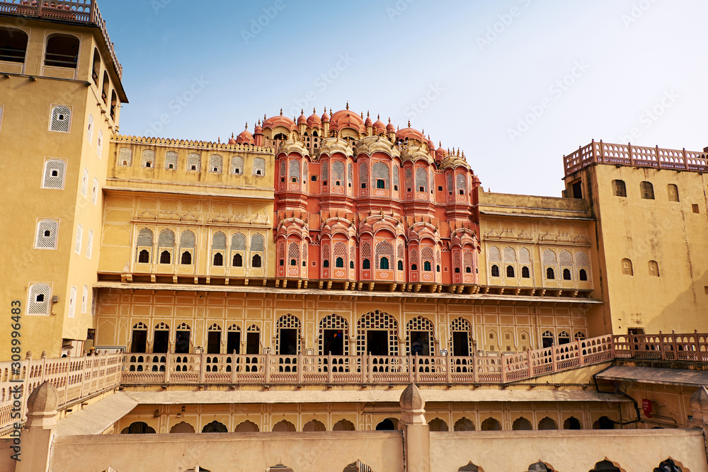 Hawa Mahal or Palace of Winds - medieval palace with 953 windows in Jaipur, India. Hawa Mahal inside view