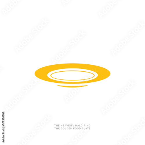 Golden halo rings with small swoosh on the bottom