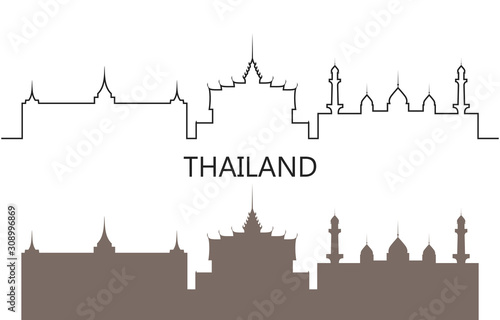 Thailand logo. Isolated Thai architecture on white background